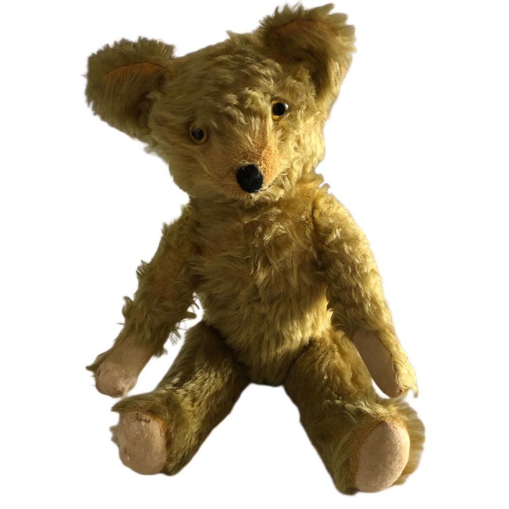 15" MOHAIR JOINTED TEDDY BEAR VINTAGE BOX INSIDE GLASS EYES Knickerbocker?